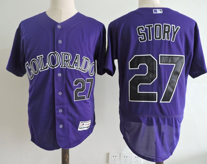 Men Colorado Rockies #27 Story Purple Elite MLB Jerseys-0